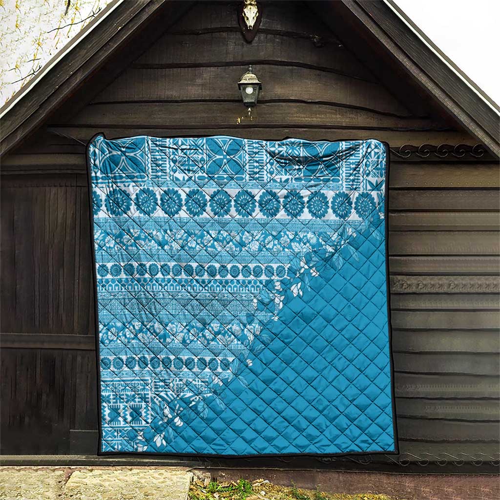 Fiji Marau na Kerisimasi Quilt Aqua Tagimoucia Tapa Masi Tribal LT9 - Polynesian Pride