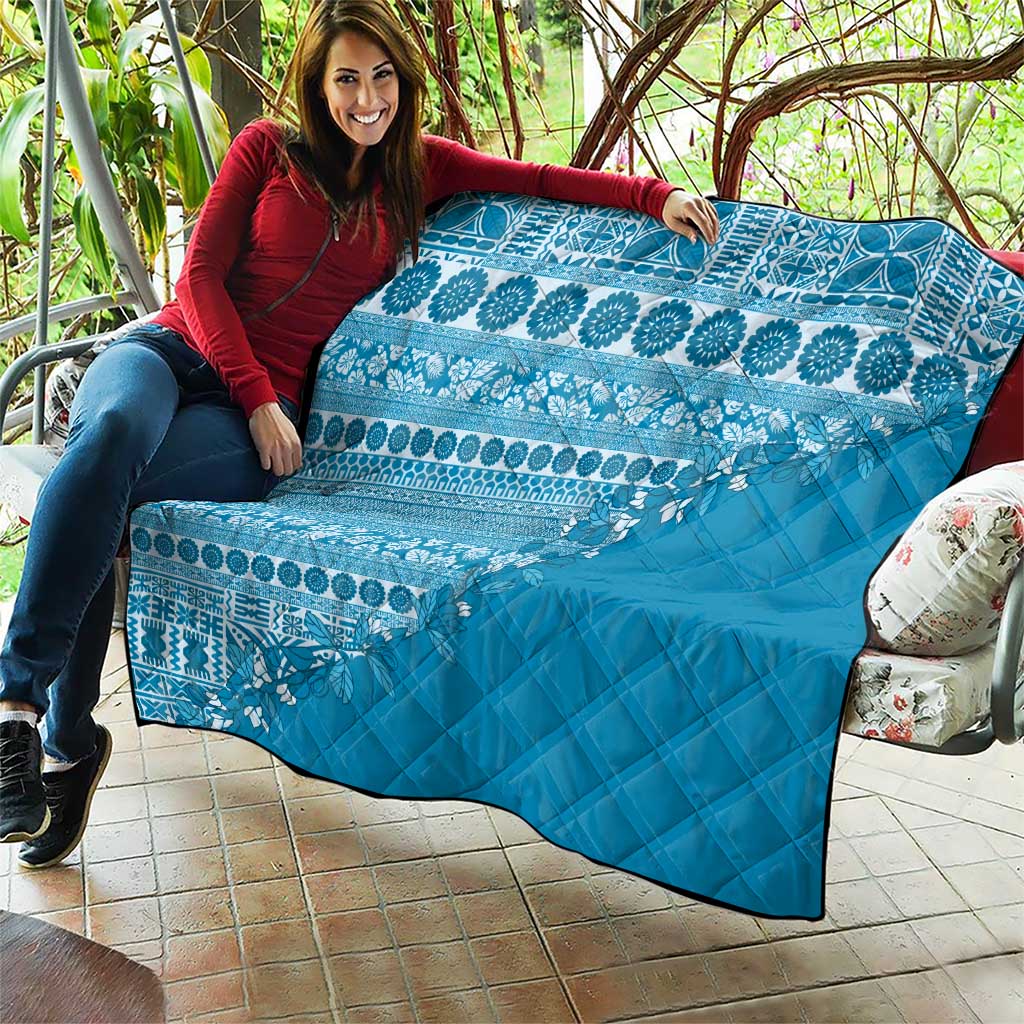 Fiji Marau na Kerisimasi Quilt Aqua Tagimoucia Tapa Masi Tribal LT9 - Polynesian Pride