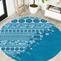 Fiji Marau na Kerisimasi Round Carpet Aqua Tagimoucia Tapa Masi Tribal LT9 Aqua - Polynesian Pride
