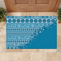 Fiji Marau na Kerisimasi Rubber Doormat Aqua Tagimoucia Tapa Masi Tribal LT9 Aqua - Polynesian Pride