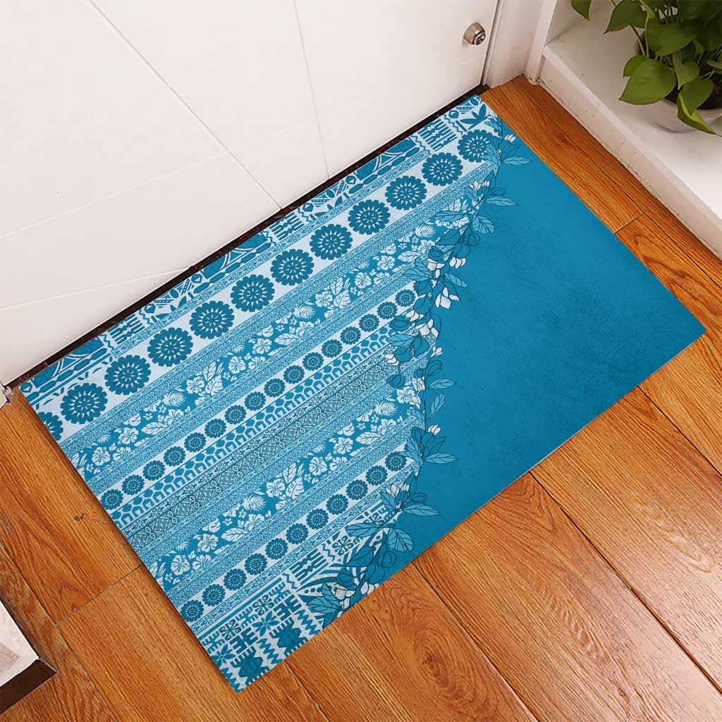 Fiji Marau na Kerisimasi Rubber Doormat Aqua Tagimoucia Tapa Masi Tribal LT9 - Polynesian Pride