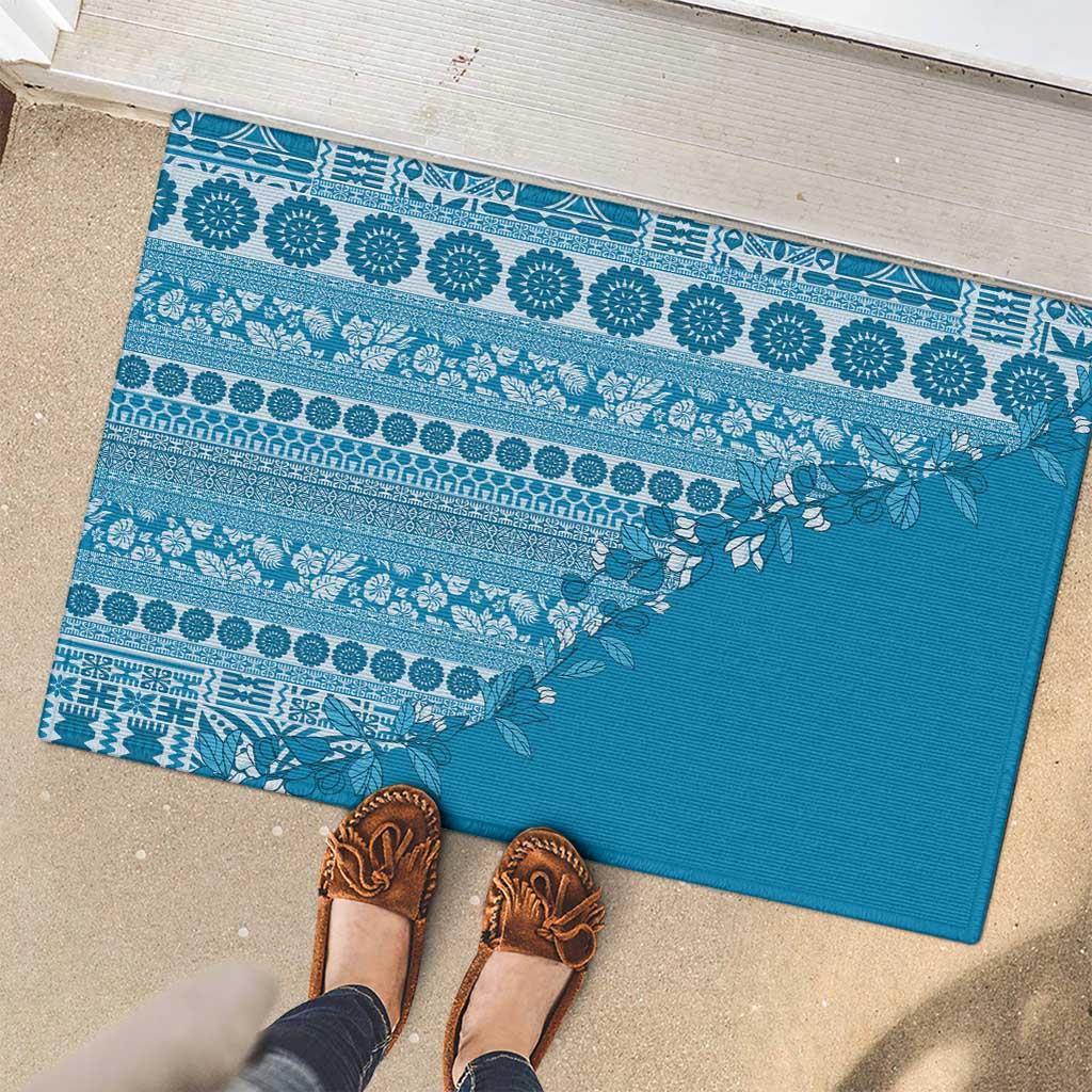 Fiji Marau na Kerisimasi Rubber Doormat Aqua Tagimoucia Tapa Masi Tribal LT9 - Polynesian Pride