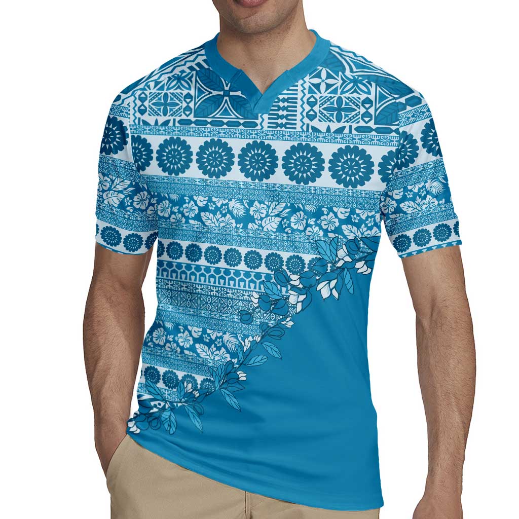 Fiji Marau na Kerisimasi Rugby Jersey Aqua Tagimoucia Tapa Masi Tribal LT9 - Polynesian Pride
