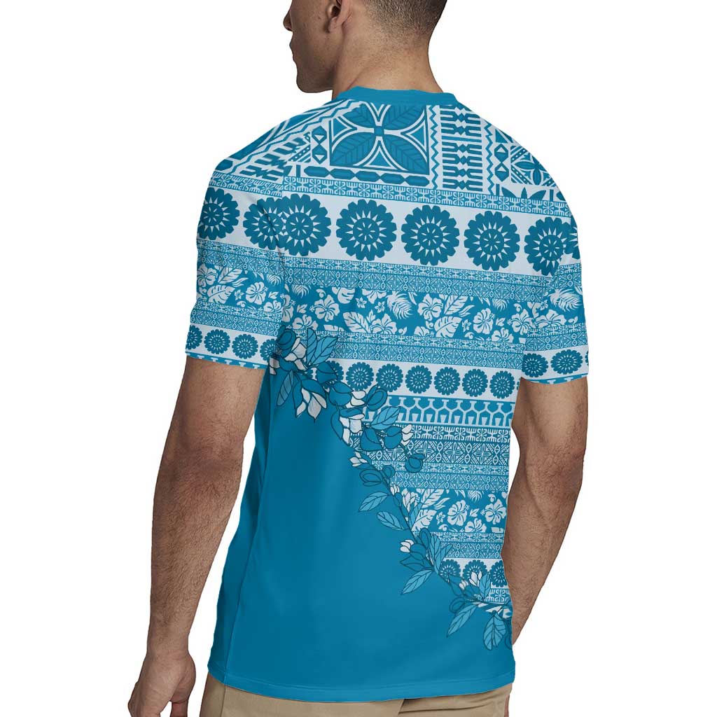 Fiji Marau na Kerisimasi Rugby Jersey Aqua Tagimoucia Tapa Masi Tribal LT9 - Polynesian Pride