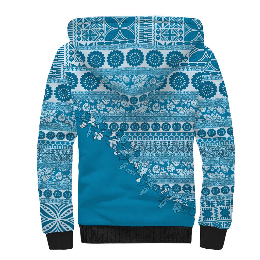 Fiji Marau na Kerisimasi Sherpa Hoodie Aqua Tagimoucia Tapa Masi Tribal LT9 - Polynesian Pride