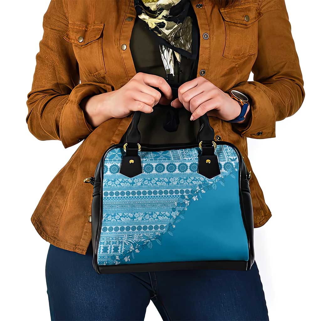 Fiji Marau na Kerisimasi Shoulder Handbag Aqua Tagimoucia Tapa Masi Tribal LT9 - Polynesian Pride