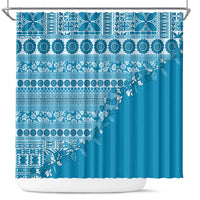 Fiji Marau na Kerisimasi Shower Curtain Aqua Tagimoucia Tapa Masi Tribal LT9 Aqua - Polynesian Pride