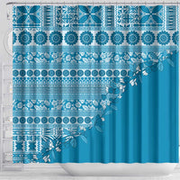 Fiji Marau na Kerisimasi Shower Curtain Aqua Tagimoucia Tapa Masi Tribal LT9 - Polynesian Pride