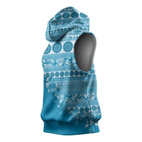 Fiji Marau na Kerisimasi Sleeveless Hoodie Aqua Tagimoucia Tapa Masi Tribal LT9 - Polynesian Pride