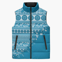 Fiji Marau na Kerisimasi Sleeveless Puffer Jacket Aqua Tagimoucia Tapa Masi Tribal LT9 Unisex Aqua - Polynesian Pride
