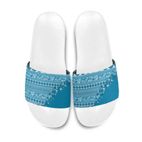 Fiji Marau na Kerisimasi Slide Sandals Aqua Tagimoucia Tapa Masi Tribal LT9 Aqua - Polynesian Pride