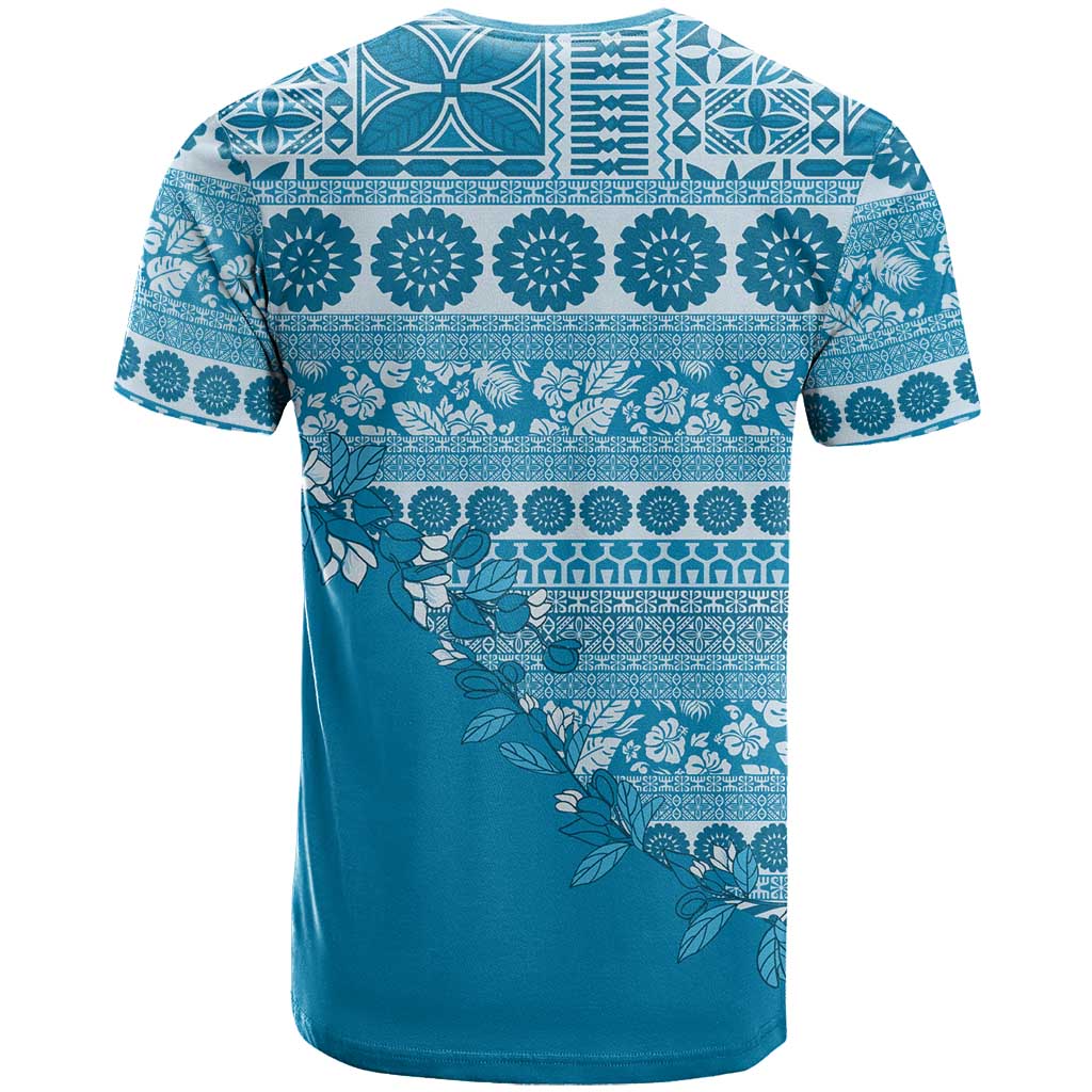Fiji Marau na Kerisimasi T Shirt Aqua Tagimoucia Tapa Masi Tribal LT9 - Polynesian Pride