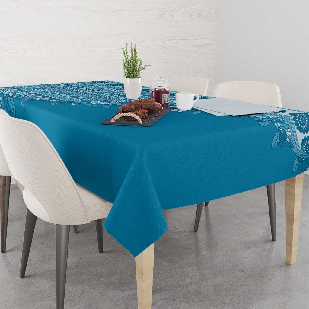 Fiji Marau na Kerisimasi Tablecloth Aqua Tagimoucia Tapa Masi Tribal - Polynesian Pride