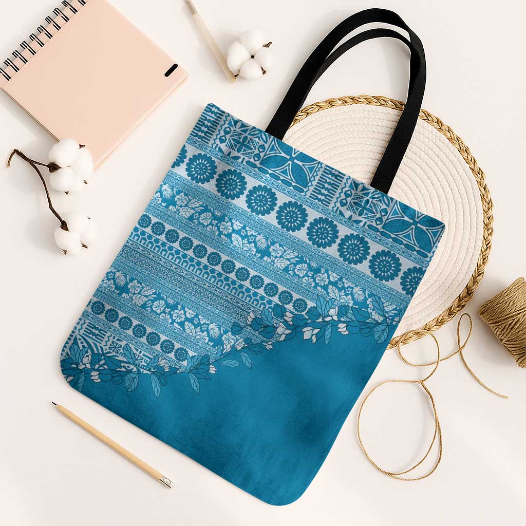 Fiji Marau na Kerisimasi Tote Bag Aqua Tagimoucia Tapa Masi Tribal - Polynesian Pride