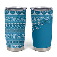 Fiji Marau na Kerisimasi Tumbler Cup Aqua Tagimoucia Tapa Masi Tribal LT9 Aqua - Polynesian Pride