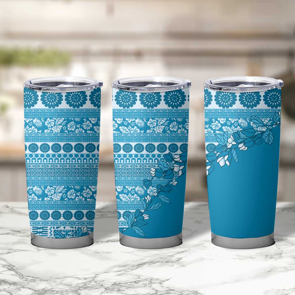 Fiji Marau na Kerisimasi Tumbler Cup Aqua Tagimoucia Tapa Masi Tribal LT9 - Polynesian Pride