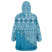 Fiji Marau na Kerisimasi Wearable Blanket Hoodie Aqua Tagimoucia Tapa Masi Tribal LT9 - Polynesian Pride