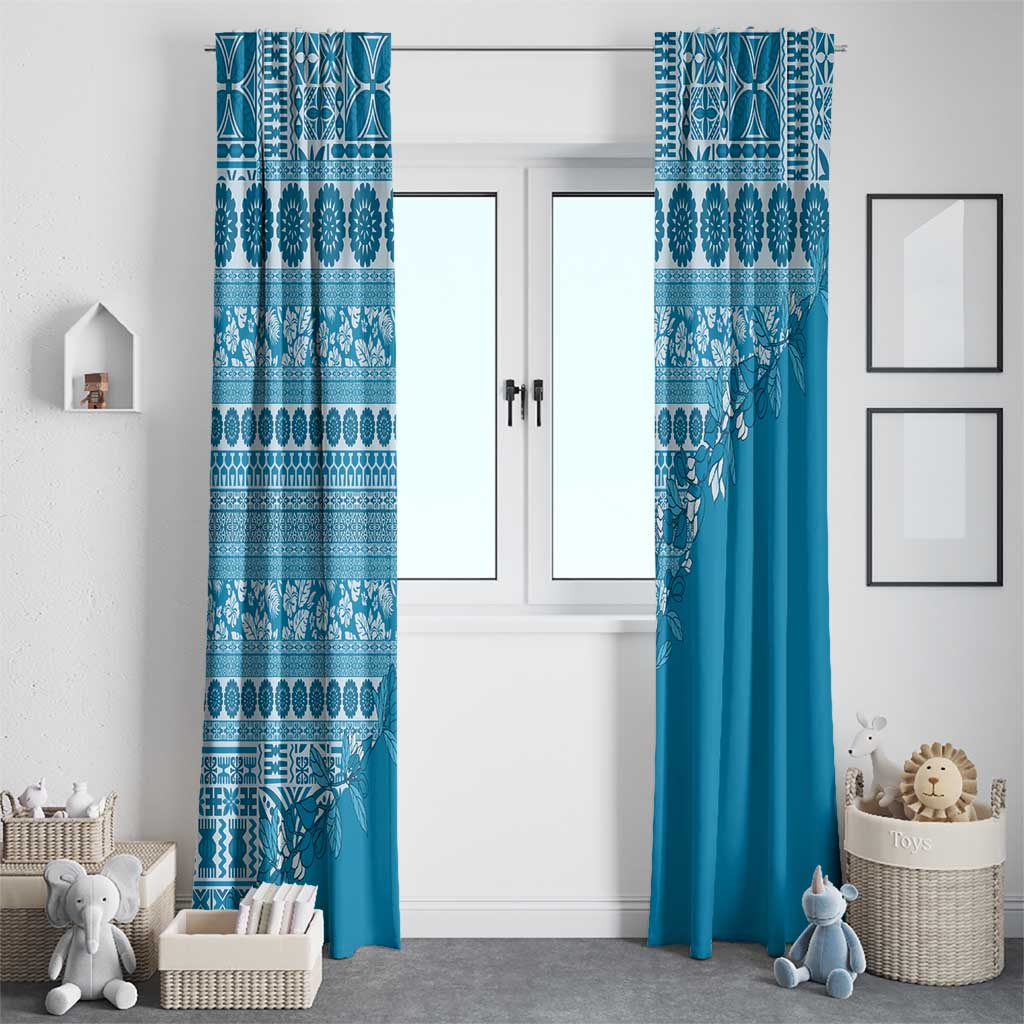 Fiji Marau na Kerisimasi Window Curtain Aqua Tagimoucia Tapa Masi Tribal LT9 - Polynesian Pride