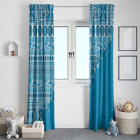 Fiji Marau na Kerisimasi Window Curtain Aqua Tagimoucia Tapa Masi Tribal LT9 - Polynesian Pride