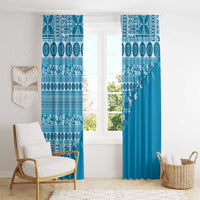 Fiji Marau na Kerisimasi Window Curtain Aqua Tagimoucia Tapa Masi Tribal LT9 - Polynesian Pride