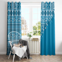 Fiji Marau na Kerisimasi Window Curtain Aqua Tagimoucia Tapa Masi Tribal LT9 - Polynesian Pride