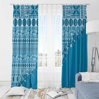 Fiji Marau na Kerisimasi Window Curtain Aqua Tagimoucia Tapa Masi Tribal LT9 - Polynesian Pride