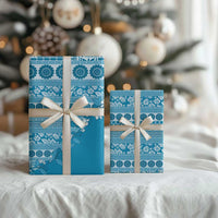 Fiji Marau na Kerisimasi Wrapping Paper Aqua Tagimoucia Tapa Masi Tribal LT9 - Polynesian Pride
