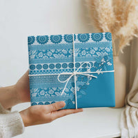 Fiji Marau na Kerisimasi Wrapping Paper Aqua Tagimoucia Tapa Masi Tribal LT9 - Polynesian Pride