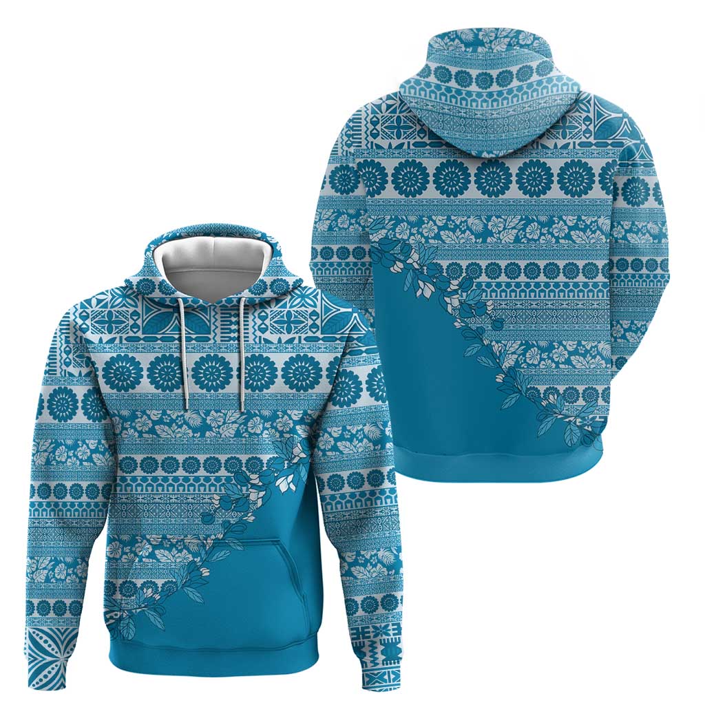 Fiji Marau na Kerisimasi Zip Hoodie Aqua Tagimoucia Tapa Masi Tribal LT9 - Polynesian Pride