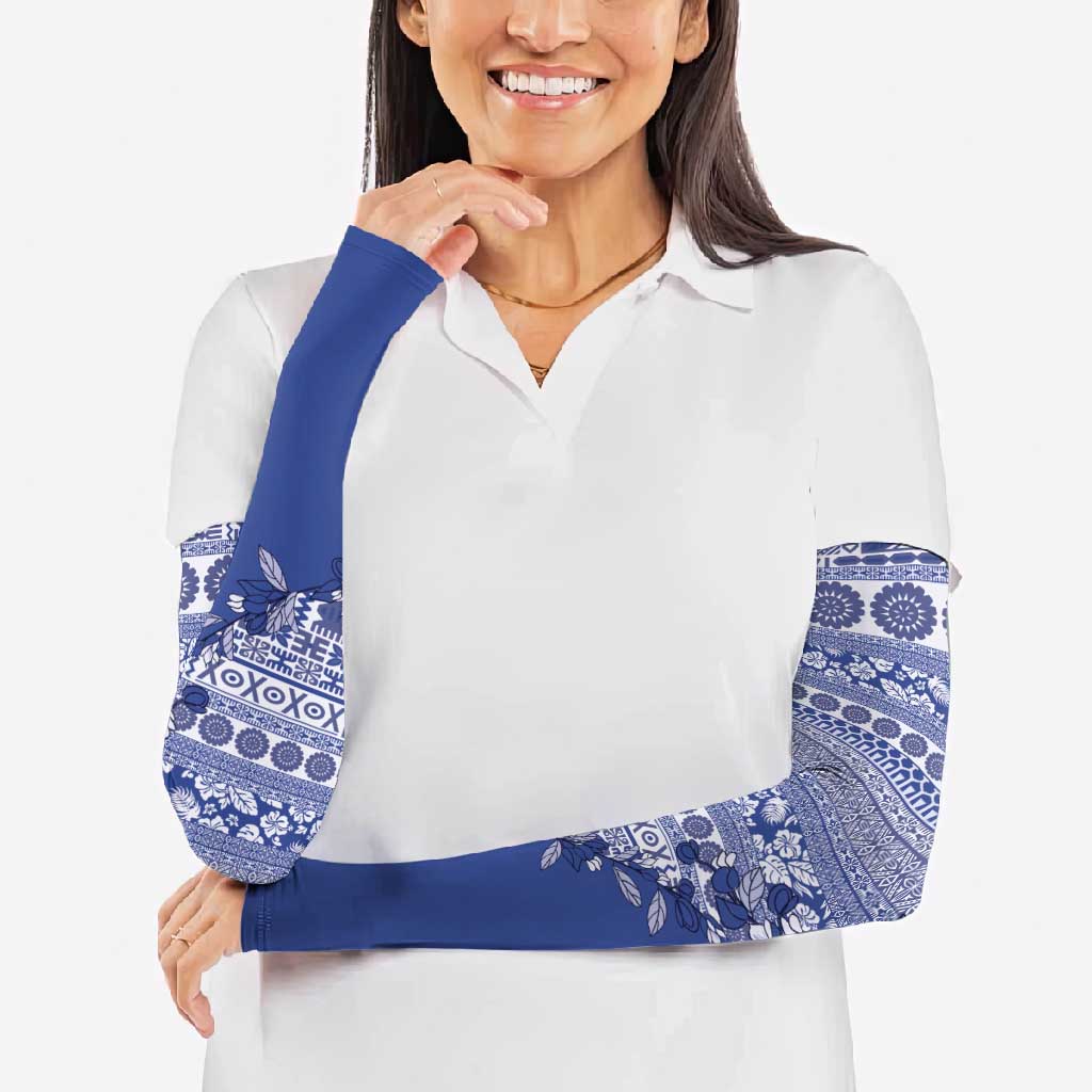 Fiji Marau na Kerisimasi Arm Sleeves Blue Tagimoucia Tapa Masi Tribal LT9 - Polynesian Pride