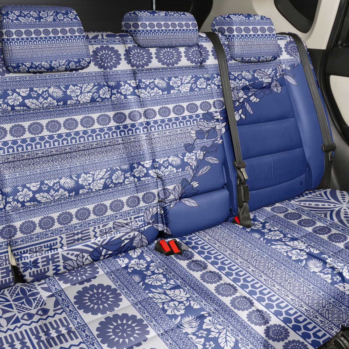 Fiji Marau na Kerisimasi Back Car Seat Cover Blue Tagimoucia Tapa Masi Tribal LT9 - Polynesian Pride