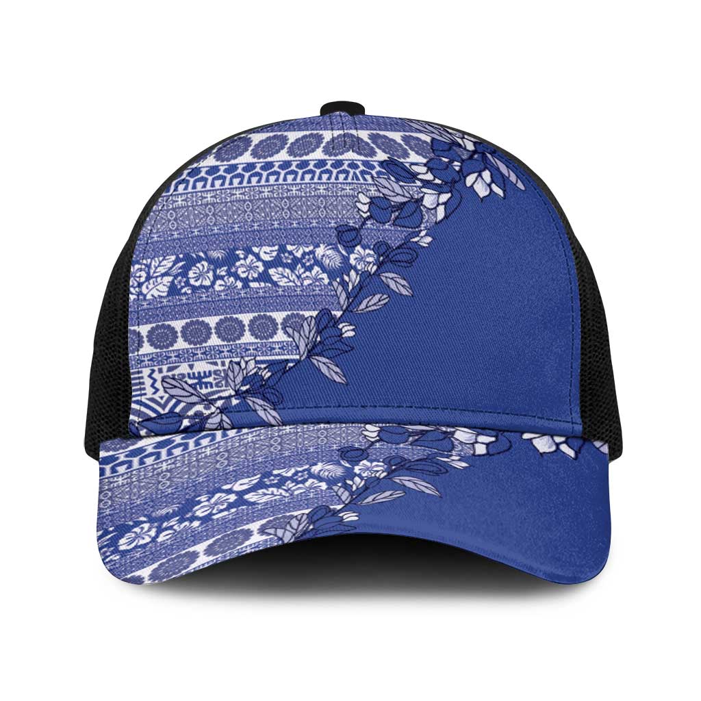 Fiji Marau na Kerisimasi Baseball Net Cap Blue Tagimoucia Tapa Masi Tribal - Polynesian Pride
