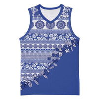Fiji Marau na Kerisimasi Basketball Jersey Blue Tagimoucia Tapa Masi Tribal LT9 Unisex Blue - Polynesian Pride