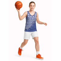 Fiji Marau na Kerisimasi Basketball Jersey Blue Tagimoucia Tapa Masi Tribal LT9 - Polynesian Pride