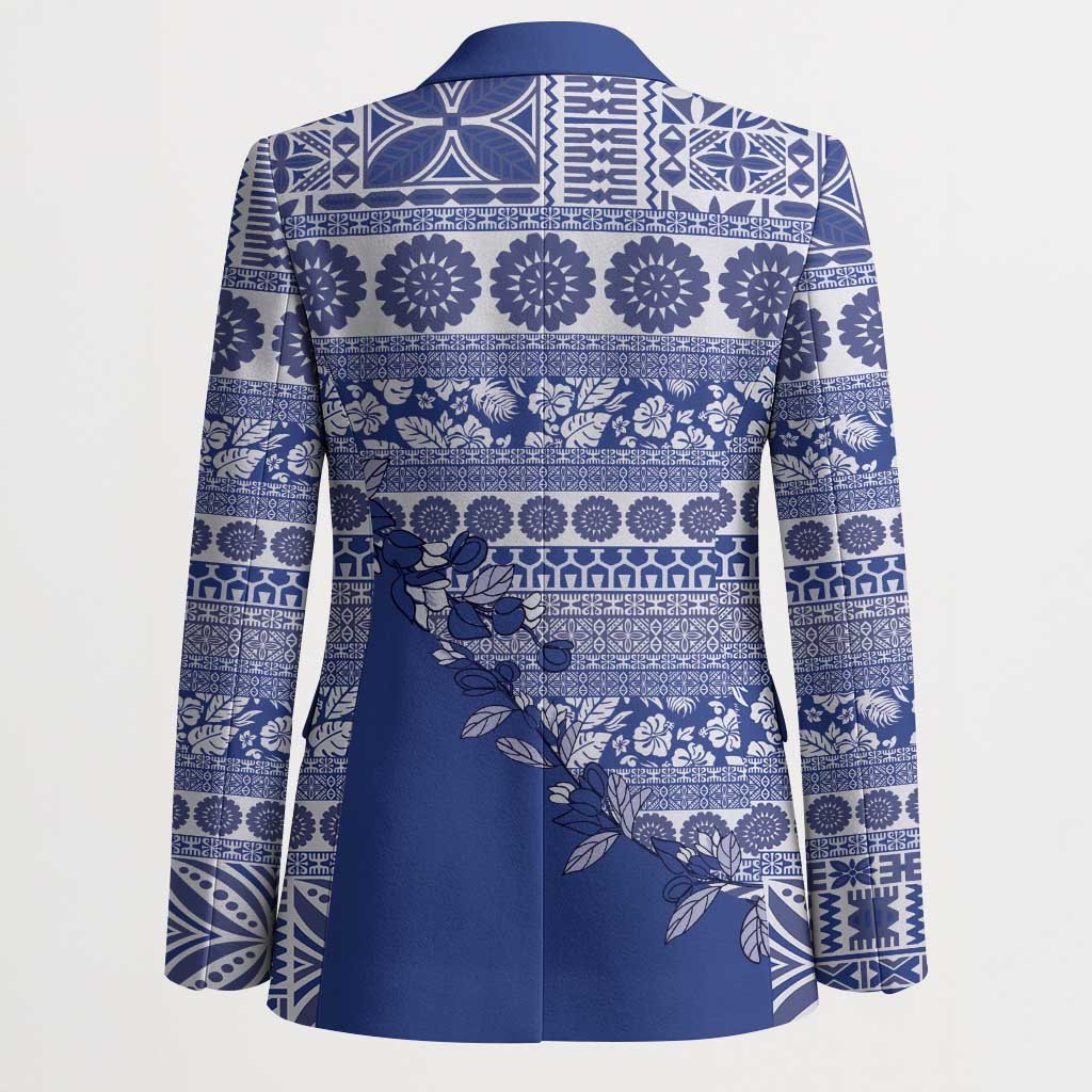Fiji Marau na Kerisimasi Blazer Blue Tagimoucia Tapa Masi Tribal - Polynesian Pride