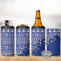 Fiji Marau na Kerisimasi 4 in 1 Can Cooler Tumbler Blue Tagimoucia Tapa Masi Tribal LT9 - Polynesian Pride