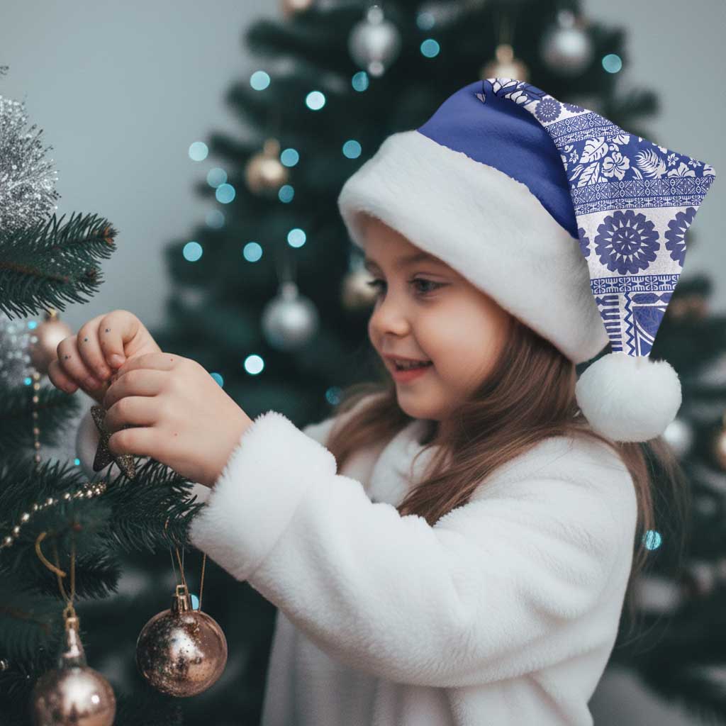 Fiji Marau na Kerisimasi Christmas Santa Hat Blue Tagimoucia Tapa Masi Tribal LT9 - Polynesian Pride