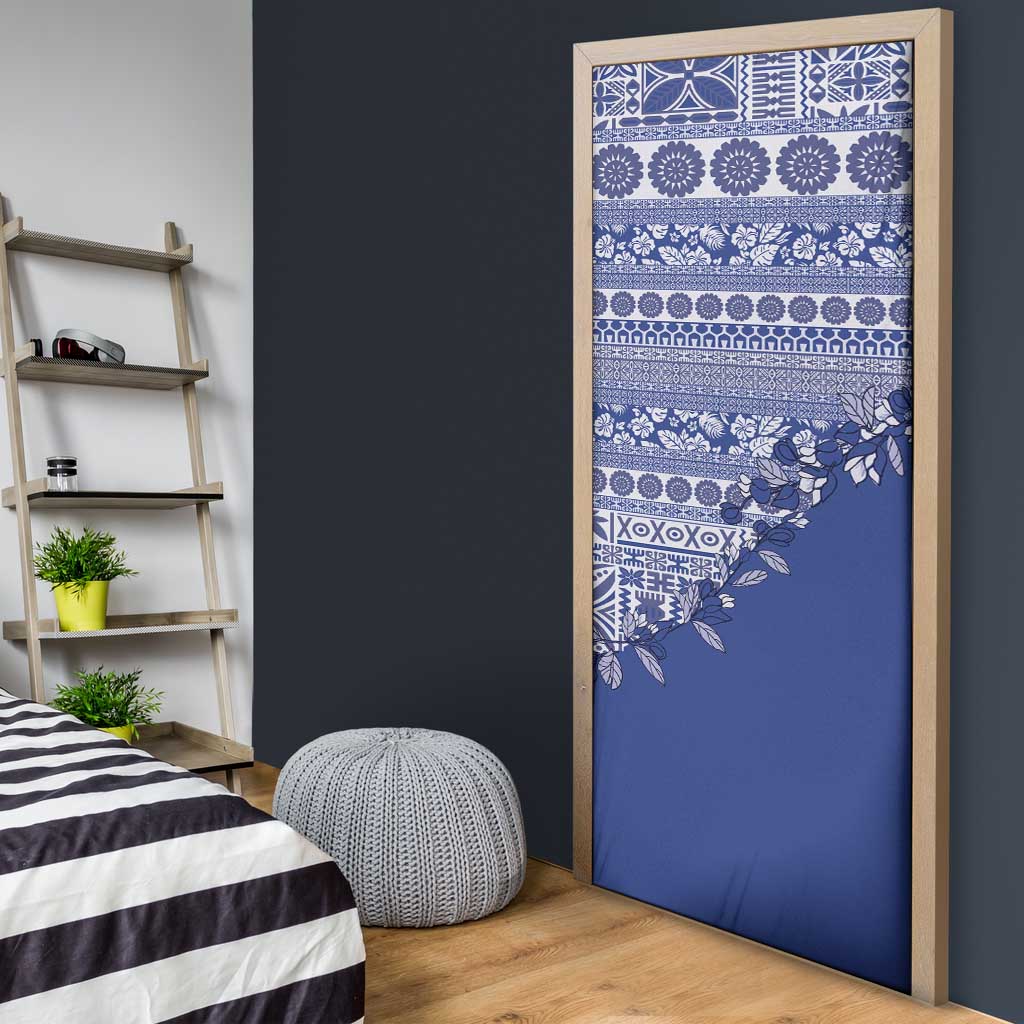 Fiji Marau na Kerisimasi Door Cover Blue Tagimoucia Tapa Masi Tribal LT9 - Polynesian Pride