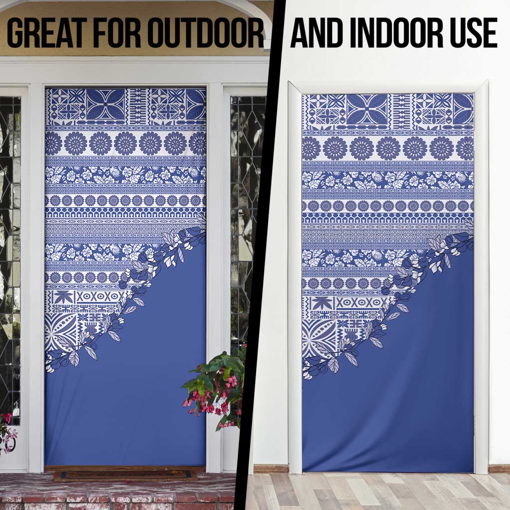 Fiji Marau na Kerisimasi Door Cover Blue Tagimoucia Tapa Masi Tribal LT9 - Polynesian Pride