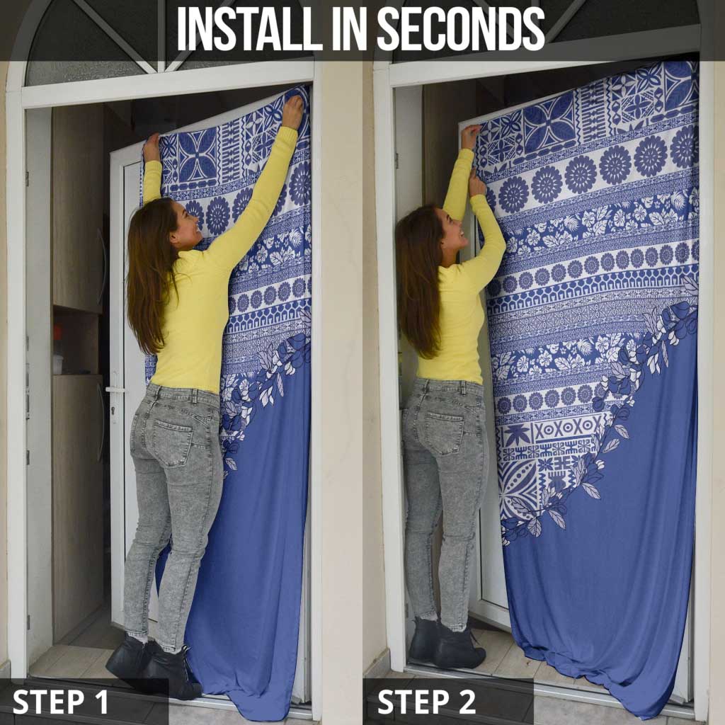 Fiji Marau na Kerisimasi Door Cover Blue Tagimoucia Tapa Masi Tribal LT9 - Polynesian Pride
