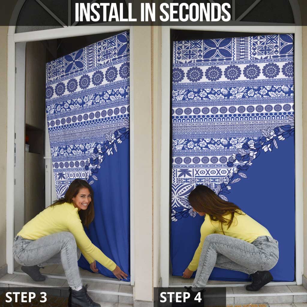 Fiji Marau na Kerisimasi Door Cover Blue Tagimoucia Tapa Masi Tribal LT9 - Polynesian Pride