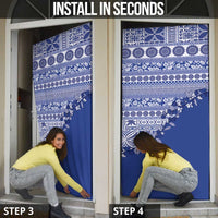 Fiji Marau na Kerisimasi Door Cover Blue Tagimoucia Tapa Masi Tribal LT9 - Polynesian Pride