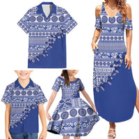 Fiji Marau na Kerisimasi Family Matching Summer Maxi Dress and Hawaiian Shirt Blue Tagimoucia Tapa Masi Tribal LT9 - Polynesian Pride