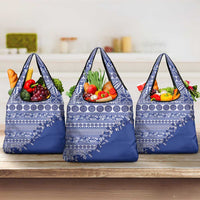 Fiji Marau na Kerisimasi Grocery Bag Blue Tagimoucia Tapa Masi Tribal LT9 3-pack One Size Blue - Polynesian Pride