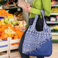 Fiji Marau na Kerisimasi Grocery Bag Blue Tagimoucia Tapa Masi Tribal LT9 - Polynesian Pride