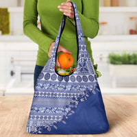 Fiji Marau na Kerisimasi Grocery Bag Blue Tagimoucia Tapa Masi Tribal LT9 - Polynesian Pride