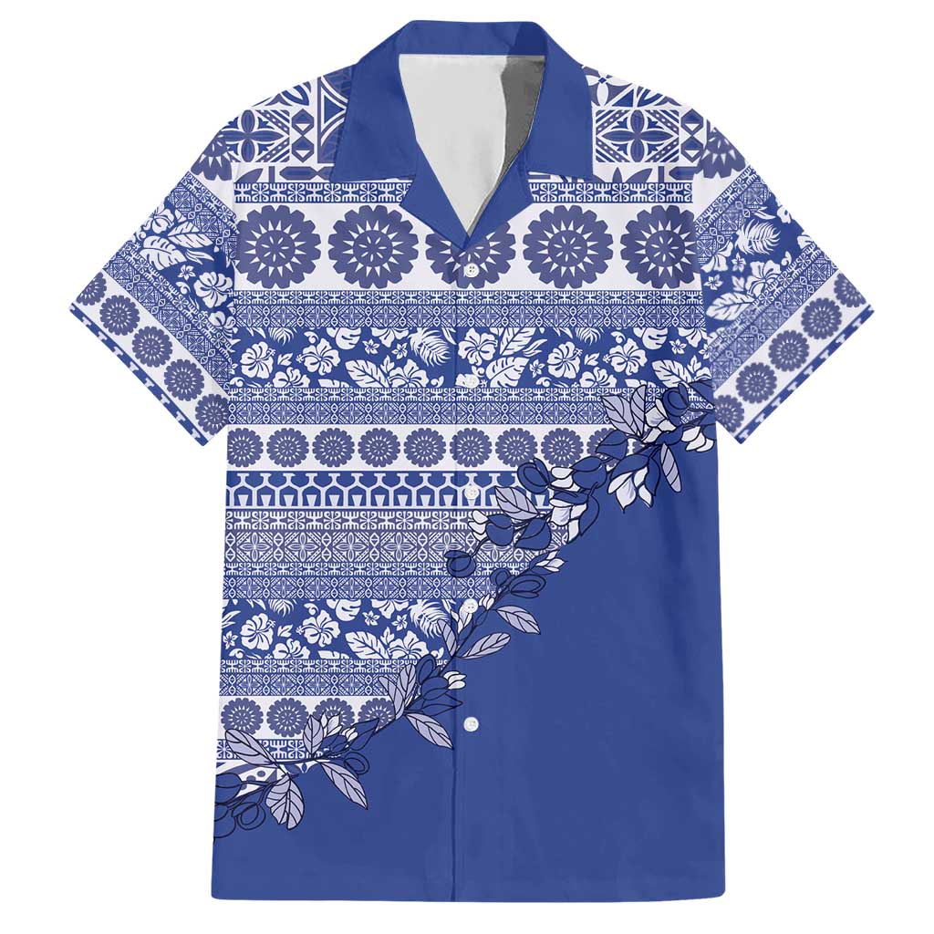 Fiji Marau na Kerisimasi Hawaiian Shirt Blue Tagimoucia Tapa Masi Tribal - Polynesian Pride