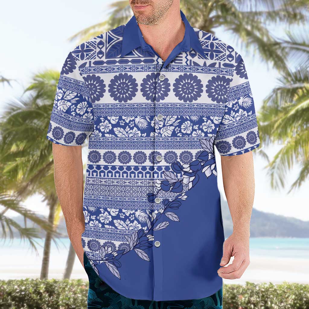 Fiji Marau na Kerisimasi Hawaiian Shirt Blue Tagimoucia Tapa Masi Tribal LT9 - Polynesian Pride