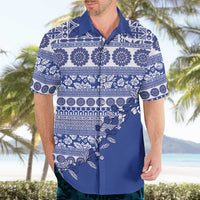 Fiji Marau na Kerisimasi Hawaiian Shirt Blue Tagimoucia Tapa Masi Tribal LT9 - Polynesian Pride
