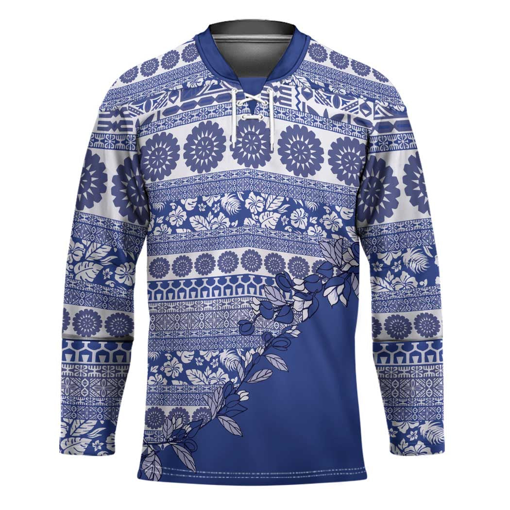 Fiji Marau na Kerisimasi Hockey Jersey Blue Tagimoucia Tapa Masi Tribal LT9 Unisex Blue - Polynesian Pride